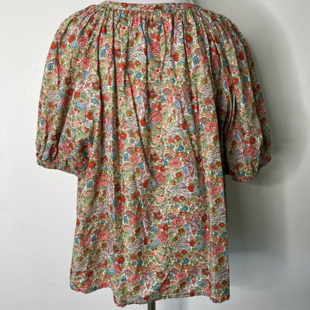 Roller Rabbit Agnese Floral Alianne Top Blouse Medium V-Neck Boho Cotton - Picture 5 of 7